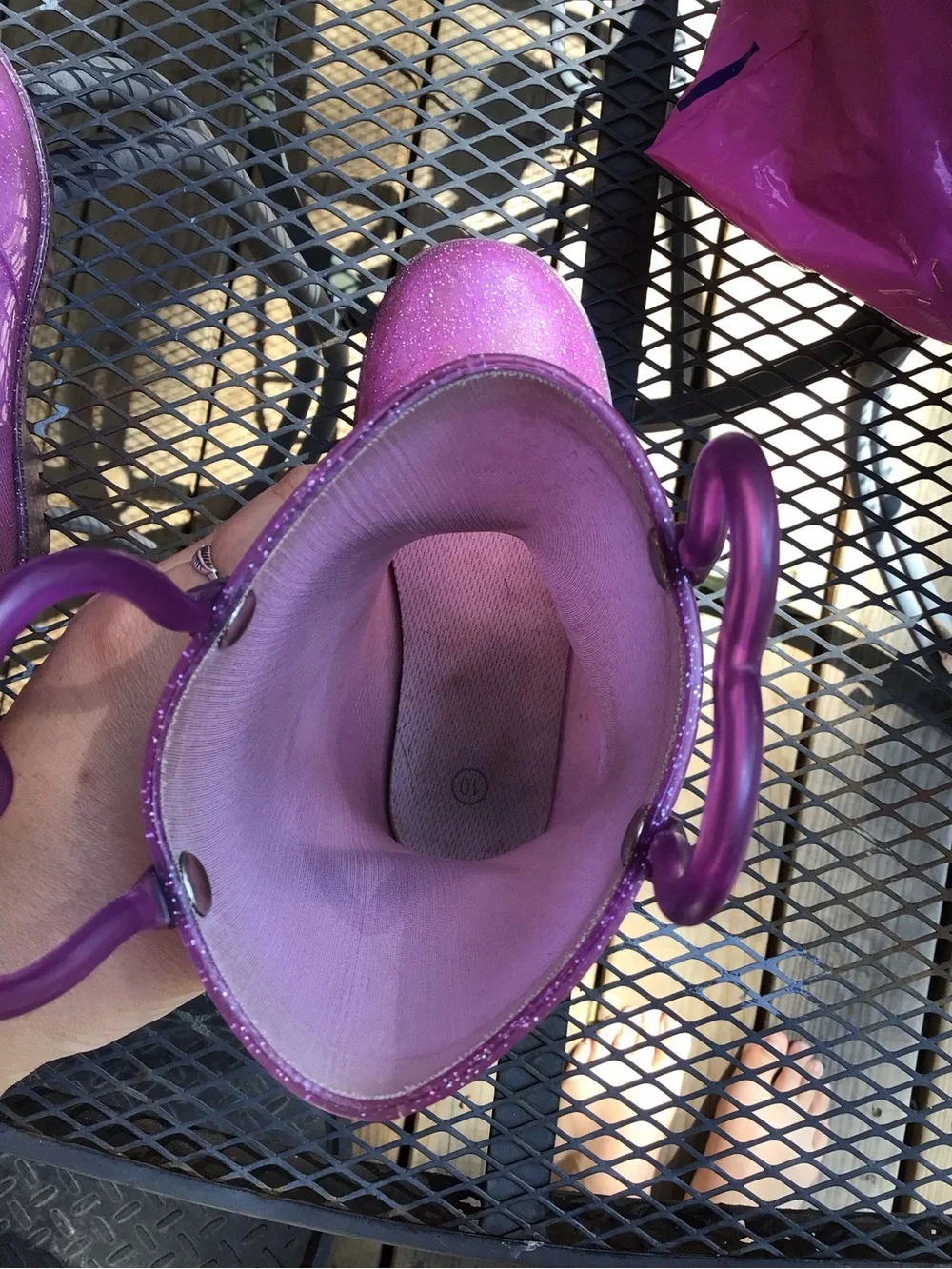 Girls' Sparkly Purple Light Up Rain Boots with Heart -Toddler Size 10